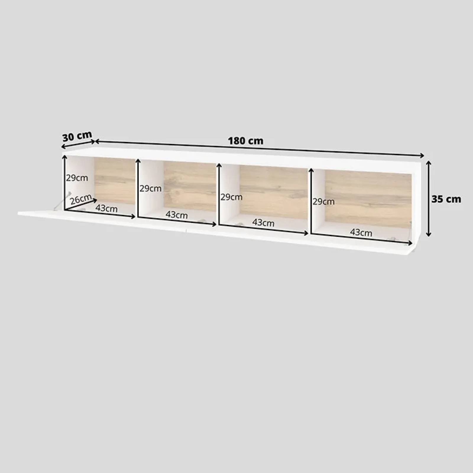 Garnero Arredamenti Mobile Tv Sospeso|Mobili Tv Moderni-Mobile porta TV sospeso 180x35h cm Fusion Bianco Opaco