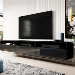 Garnero Arredamenti Mobile Tv Sospeso|Mobili Tv Moderni-Mobile porta TV sospeso 270x42h cm nero Emotion Gihome® Nero Lucido