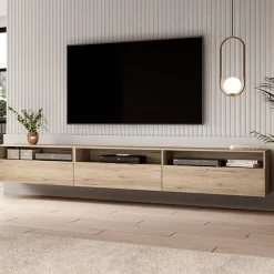 Garnero Arredamenti Mobile Tv In Legno|Mobile Tv Sospeso-Mobile porta TV sospeso 270x42h cm Emotion Gihome® Rovere
