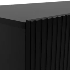 Garnero Arredamenti Mobile Tv Basso|Mobili Tv Moderni-Mobile porta TV 201x52cm 4 ante cannettato nero Essence Nero Opaco