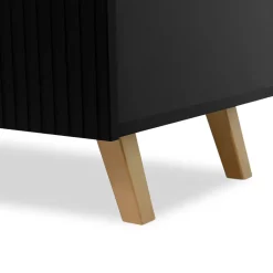 Garnero Arredamenti Mobile Tv Basso|Mobili Tv Moderni-Mobile porta TV 201x52cm 4 ante cannettato nero Essence Nero Opaco