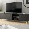 Garnero Arredamenti Mobile Tv Basso|Mobili Tv Moderni-Mobile porta tv 175x42cm 2 vani a giorno 3 ante nero Nyborg
