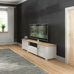 Garnero Arredamenti Mobile Tv Basso-Mobile porta TV 160x51h cm 2 ante 1 cassetto bianco frassinato rovere Lars