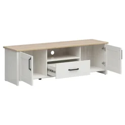 Garnero Arredamenti Mobile Tv Basso-Mobile porta TV 160x51h cm 2 ante 1 cassetto bianco frassinato rovere Lars