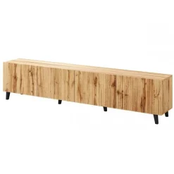 Garnero Arredamenti Mobili Tv Moderni|Mobile Tv Moderno-Mobile porta TV 201x52h cm 4 ante cannettato Essence Quercia