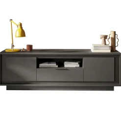 Garnero Arredamenti Mobile Tv Basso|Mobili Tv Moderni-Mobile porta TV 184x58h cm 2 ante 1 cassetto Deluxe Antracite