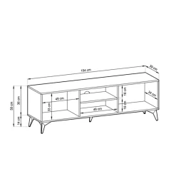 Garnero Arredamenti Mobile Tv Basso|Mobili Tv Moderni-Mobile porta tv 154x50h cm 2 ante moderno quercia nero Becca