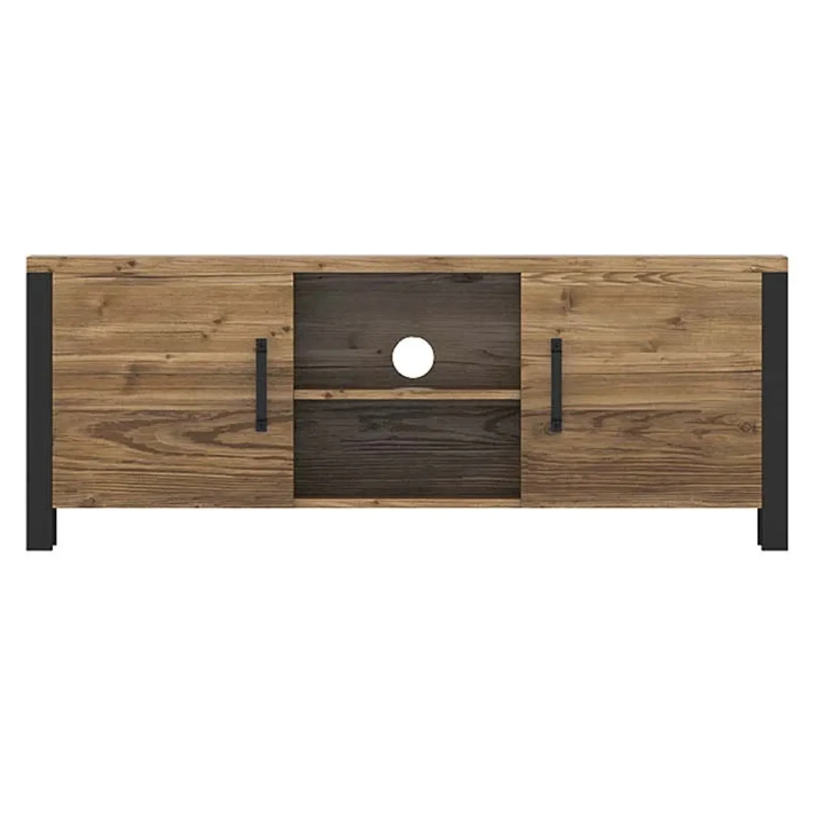 Garnero Arredamenti Mobile Tv In Legno|Mobile Tv Basso-Mobile porta TV 147x57h cm 2 ante quercia nero opaco Nebraska