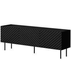 Garnero Arredamenti Mobile Tv Basso-Mobile porta TV 166x59h cm 3 ante con frontali decorati nero Daniele Nero Opaco