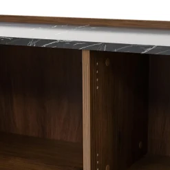 Garnero Arredamenti Mobili Tv Moderni|Mobile Tv Moderno-Mobile porta TV 144x50h cm 3 ante piano effetto marmo nero noce Caliva