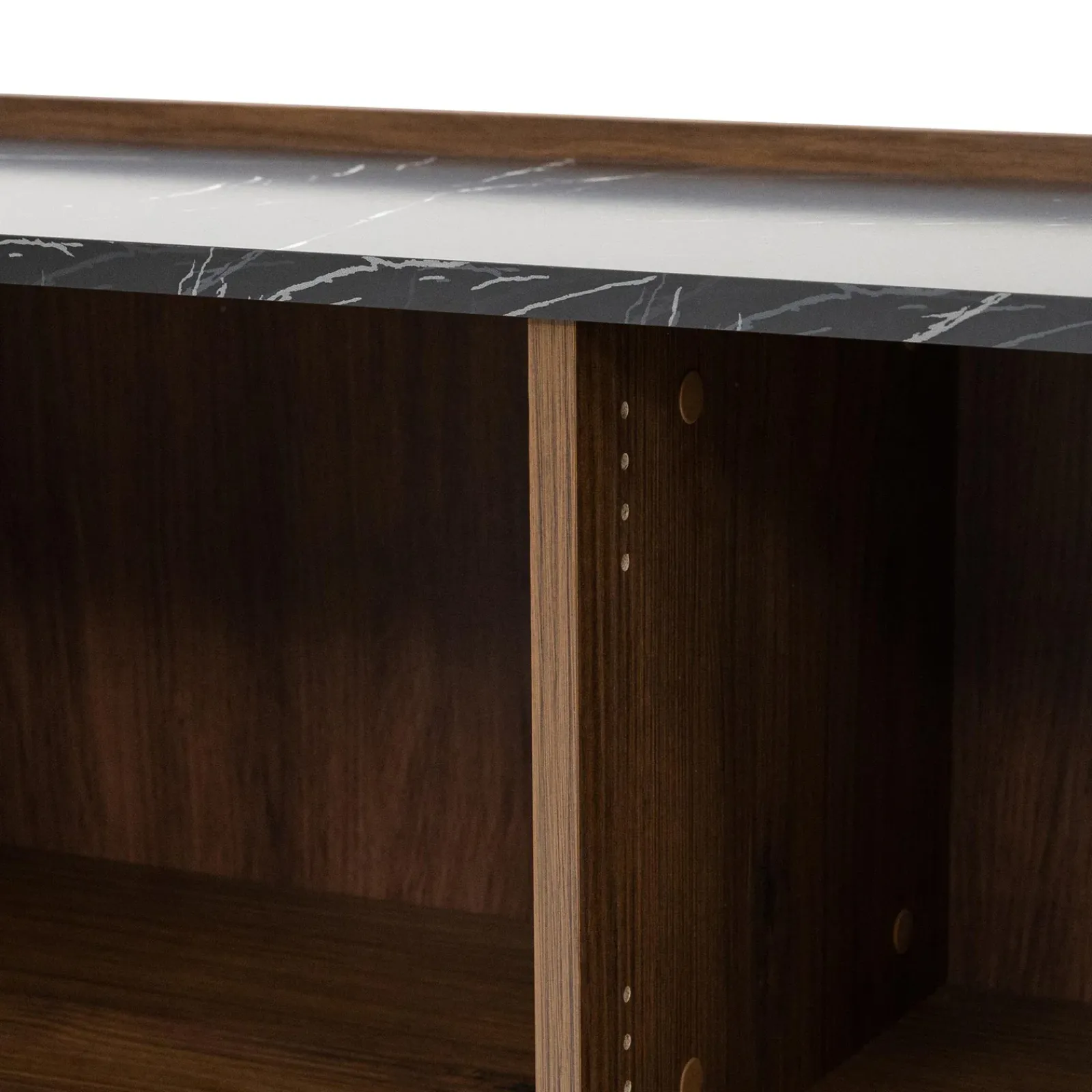 Garnero Arredamenti Mobili Tv Moderni|Mobile Tv Moderno-Mobile porta TV 144x50h cm 3 ante piano effetto marmo nero noce Caliva