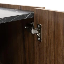 Garnero Arredamenti Mobili Tv Moderni|Mobile Tv Moderno-Mobile porta TV 144x50h cm 3 ante piano effetto marmo nero noce Caliva