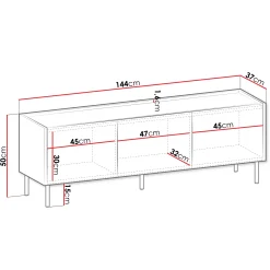 Garnero Arredamenti Mobili Tv Moderni|Mobile Tv Moderno-Mobile porta TV 144x50h cm 3 ante piano effetto marmo nero noce Caliva