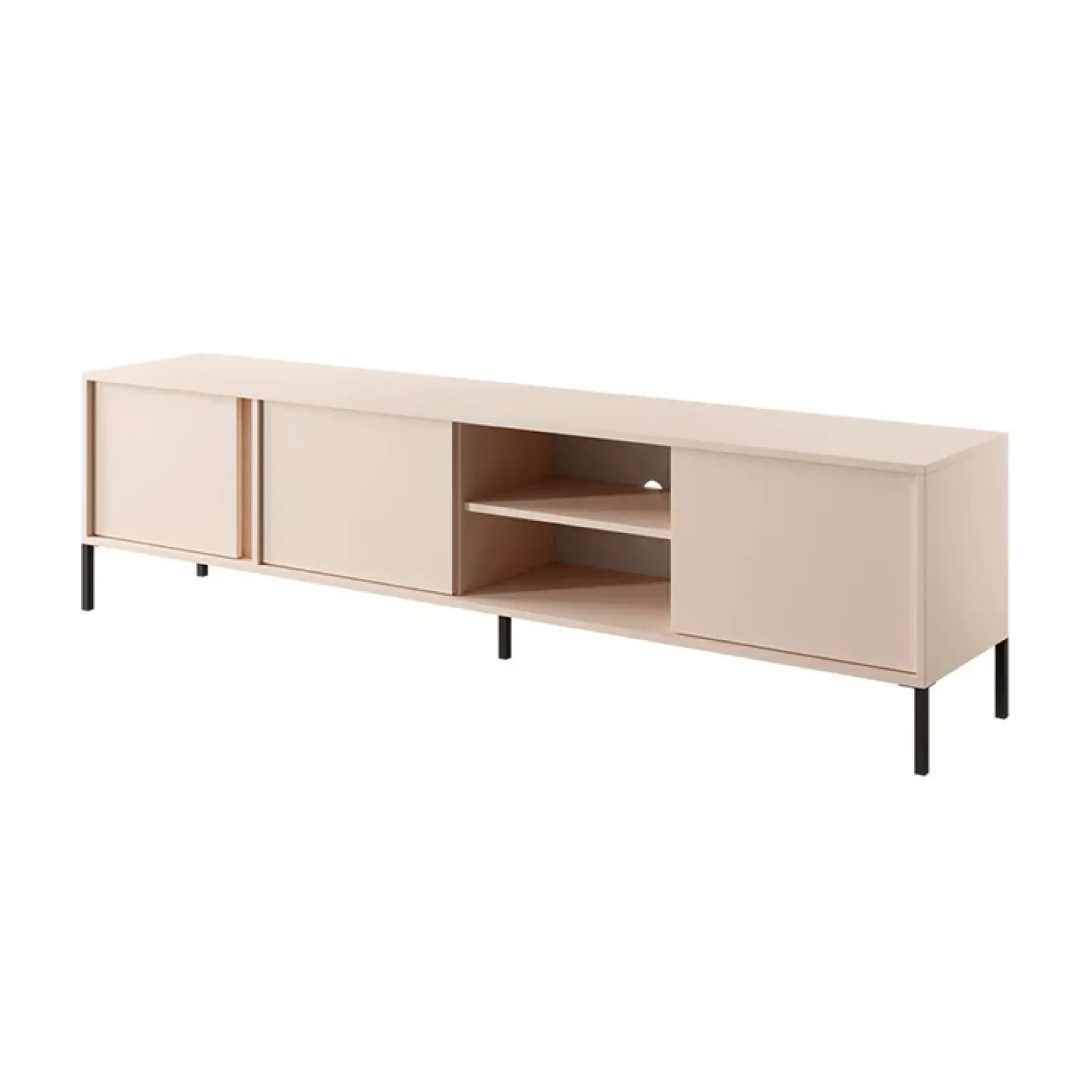 Garnero Arredamenti Mobile Tv Basso-Mobile porta TV 203x54h cm 3 ante 2 vani moderno beige Melly