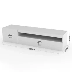 Garnero Arredamenti Mobile Tv Basso|Mobili Tv Moderni-Mobile porta TV 155x37h cm 1 anta Light Small Gihome® Bianco Lucido