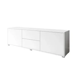 Garnero Arredamenti Mobile Tv Basso-Mobile porta TV 141x50h cm 2 ante 2 cassetti bianco Eindhoven