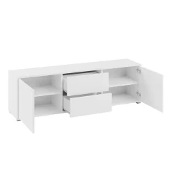 Garnero Arredamenti Mobile Tv Basso-Mobile porta TV 141x50h cm 2 ante 2 cassetti bianco Eindhoven