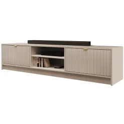 Garnero Arredamenti Mobili Tv Moderni|Mobile Tv Moderno-Mobile porta tv 180x40h cm 2 ante 2 vani a giorno cannettato Athena Beige