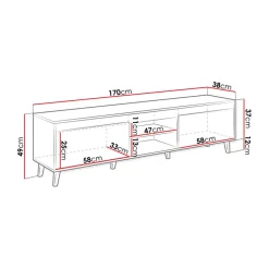 Garnero Arredamenti Mobile Tv Basso|Mobili Tv Moderni-Mobile porta TV 170x49h cm 2 ante 2 vani a giorno rovere antracite Salisburgo