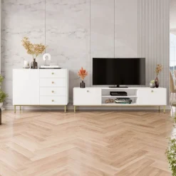 Garnero Arredamenti Mobile Tv Basso|Mobili Tv Moderni-Mobile porta TV 180x48h cm 2 ante 2 vani Giuggiola Bianco Opaco