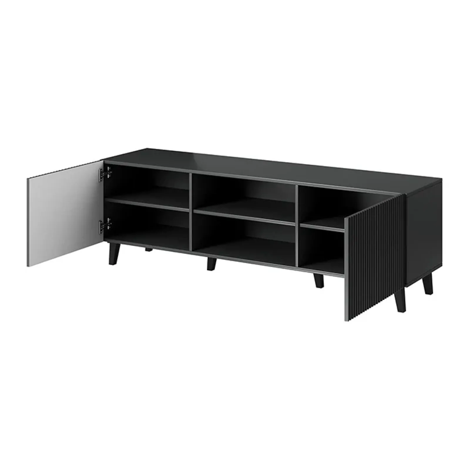 Garnero Arredamenti Mobile Tv Basso|Mobili Tv Moderni-Mobile porta TV 150x52h cm 2 ante cannettato Essence Antracite