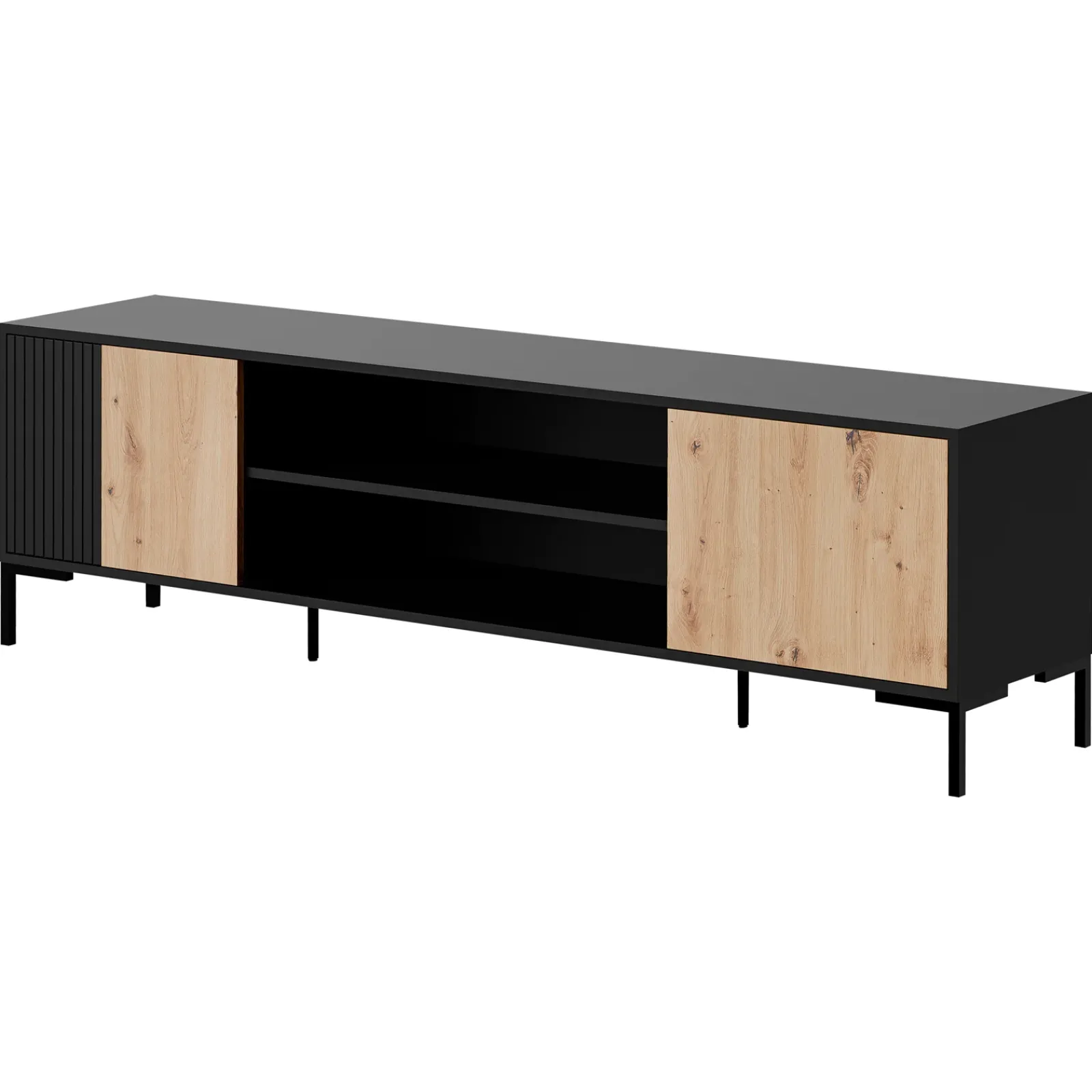 Garnero Arredamenti Mobile Tv Basso|Mobili Tv Moderni-Mobile porta TV 180x54h cm 2 ante rovere nero Duble