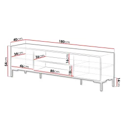 Garnero Arredamenti Mobile Tv Basso|Mobili Tv Moderni-Mobile porta TV 180x54h cm 2 ante rovere nero Duble