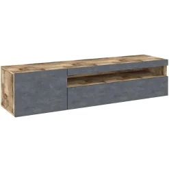 Garnero Arredamenti Mobile Tv Basso|Mobili Tv Moderni-Mobile porta TV 155x37h cm 1 anta antracite Light Small Gihome® Antracite - Rovere