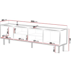 Garnero Arredamenti Mobile Tv Basso-Mobile porta TV 200x59h cm 4 ante con frontali decorati Daniele Beige