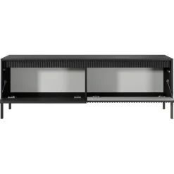 Garnero Arredamenti Mobile Tv Basso-Mobile porta TV 154x54h cm 2 ante cannettato Ciar Nero Opaco