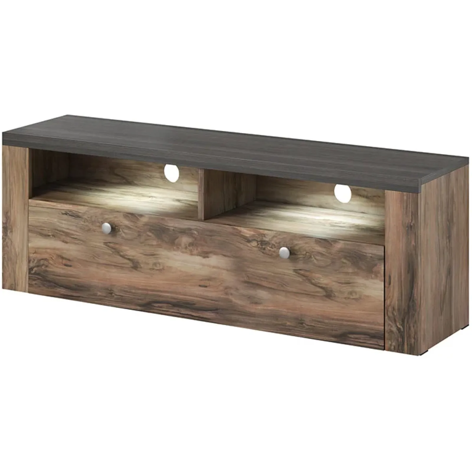 Garnero Arredamenti Mobile Tv Basso|Mobili Tv Moderni-Mobile porta TV 140x49h cm 1 anta noce rovere grigio Paloma 2 Noce - Grigio