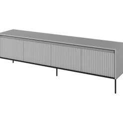 Garnero Arredamenti Mobili Tv Moderni|Mobile Tv Moderno-Mobile porta TV 193x56h cm 4 ante led cannettato nero Camelia Grigio