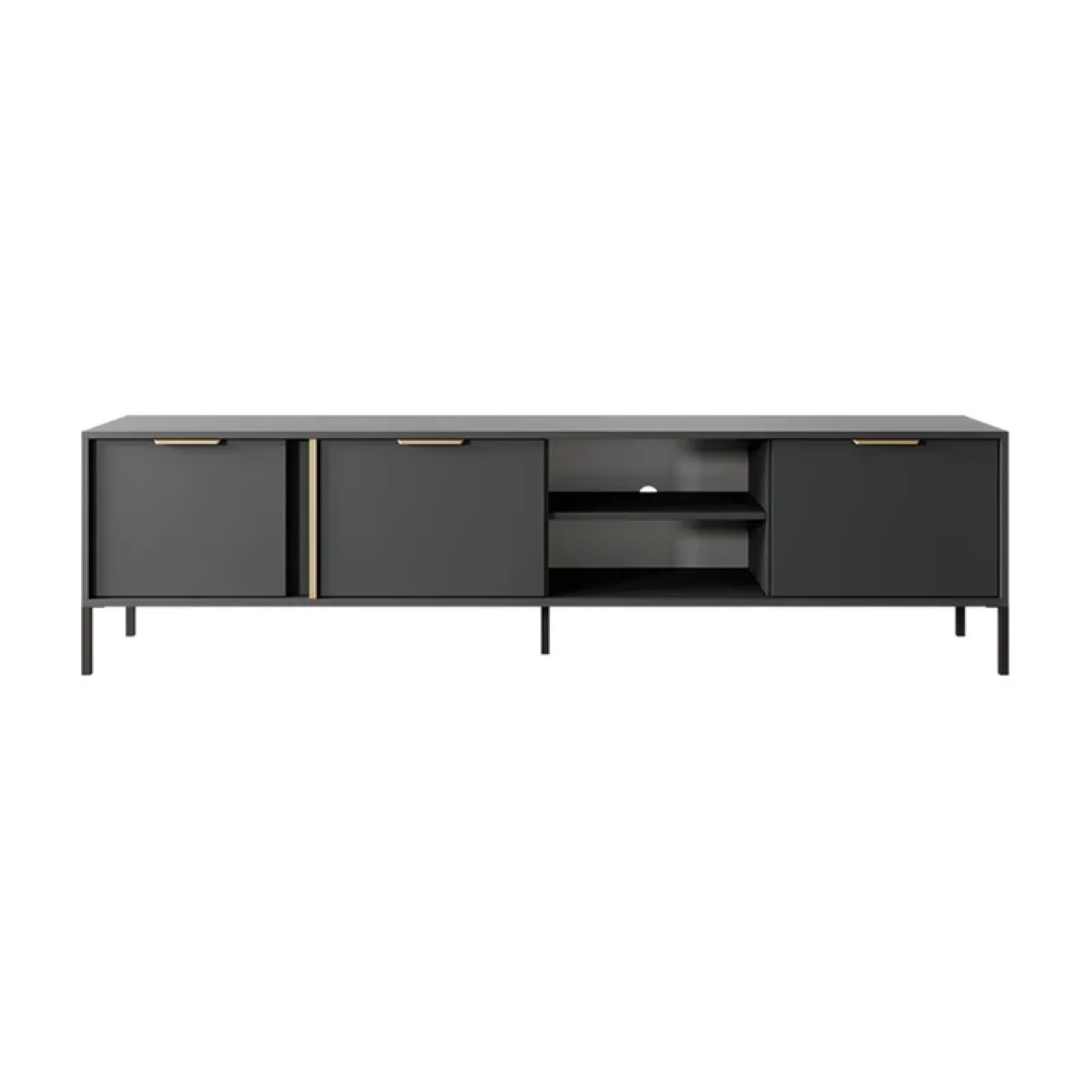 Garnero Arredamenti Mobile Tv Basso-Mobile porta TV 203x53h cm 3 ante 2 vani moderno antracite Nebula