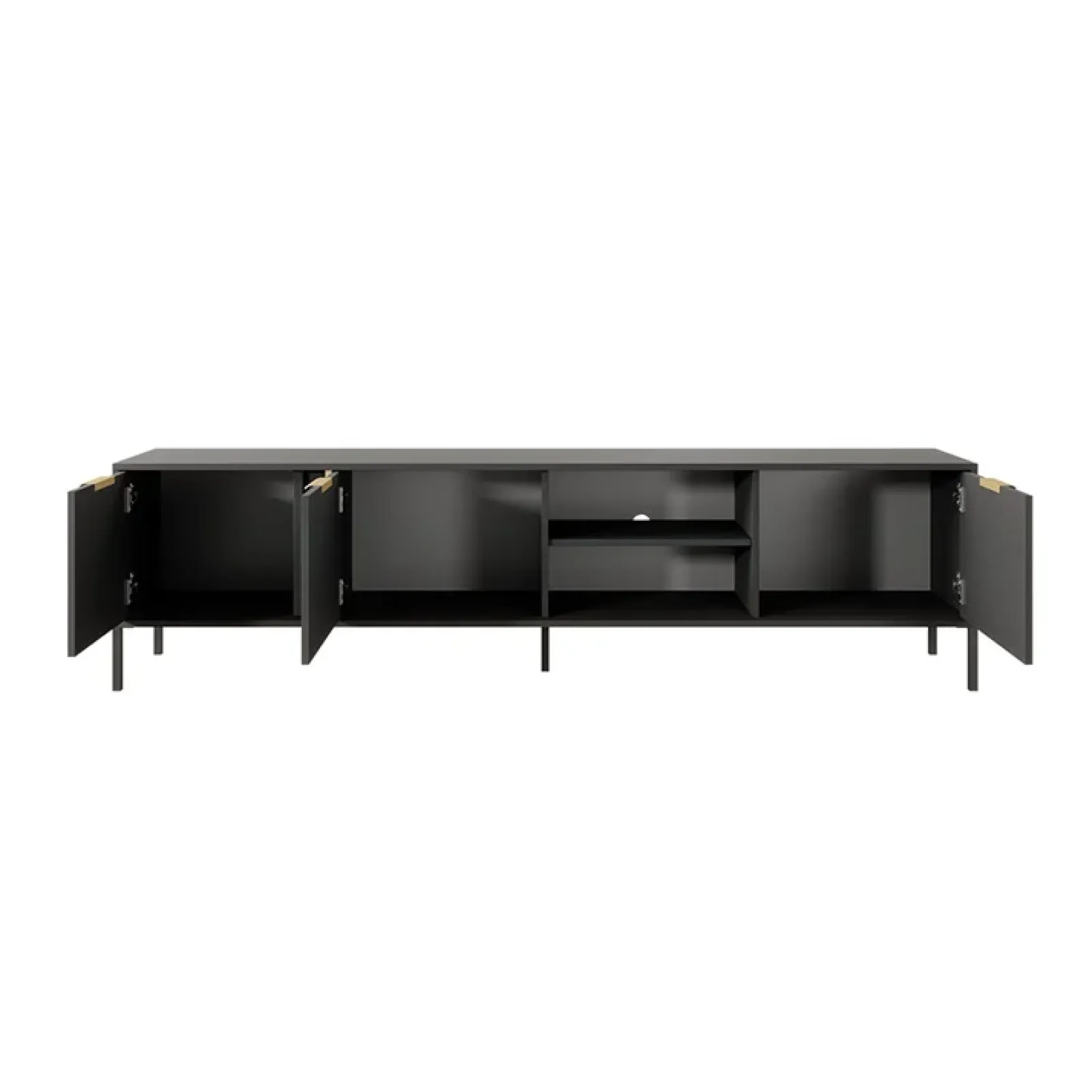 Garnero Arredamenti Mobile Tv Basso-Mobile porta TV 203x53h cm 3 ante 2 vani moderno antracite Nebula