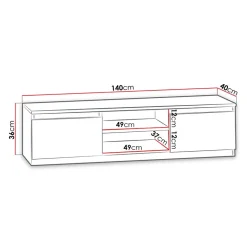 Garnero Arredamenti Mobile Tv Basso|Mobili Tv Moderni-Mobile porta TV 140x36h cm 2 ante 2 vani moderno bianco Hippo