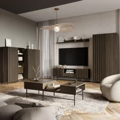 Garnero Arredamenti Mobili Tv Moderni|Mobile Tv Moderno-Mobile porta TV 165x55h cm 2 ante cassetto wengè Blackwood