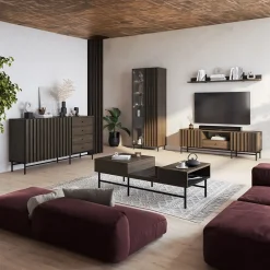 Garnero Arredamenti Mobili Tv Moderni|Mobile Tv Moderno-Mobile porta TV 165x55h cm 2 ante cassetto wengè Blackwood