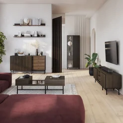 Garnero Arredamenti Mobili Tv Moderni|Mobile Tv Moderno-Mobile porta TV 165x55h cm 2 ante cassetto wengè Blackwood