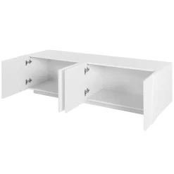 Garnero Arredamenti Mobile Tv Basso|Mobili Tv Moderni-Mobile porta TV 163x46h cm 4 ante Zenzero Gihome® Bianco Lucido