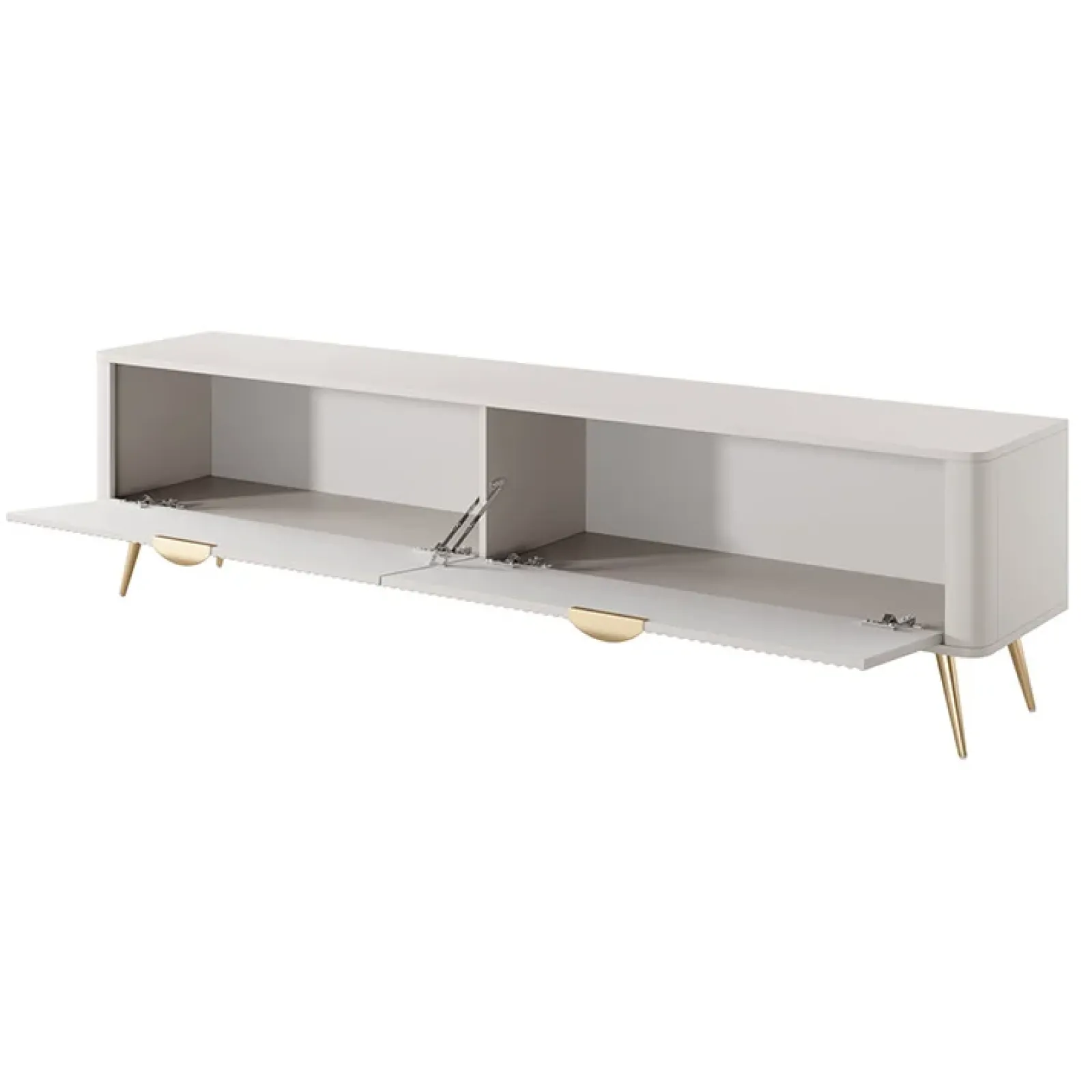 Garnero Arredamenti Mobile Tv Basso-Mobile porta TV 200x51h cm 2 ante cannettato Ramis Beige