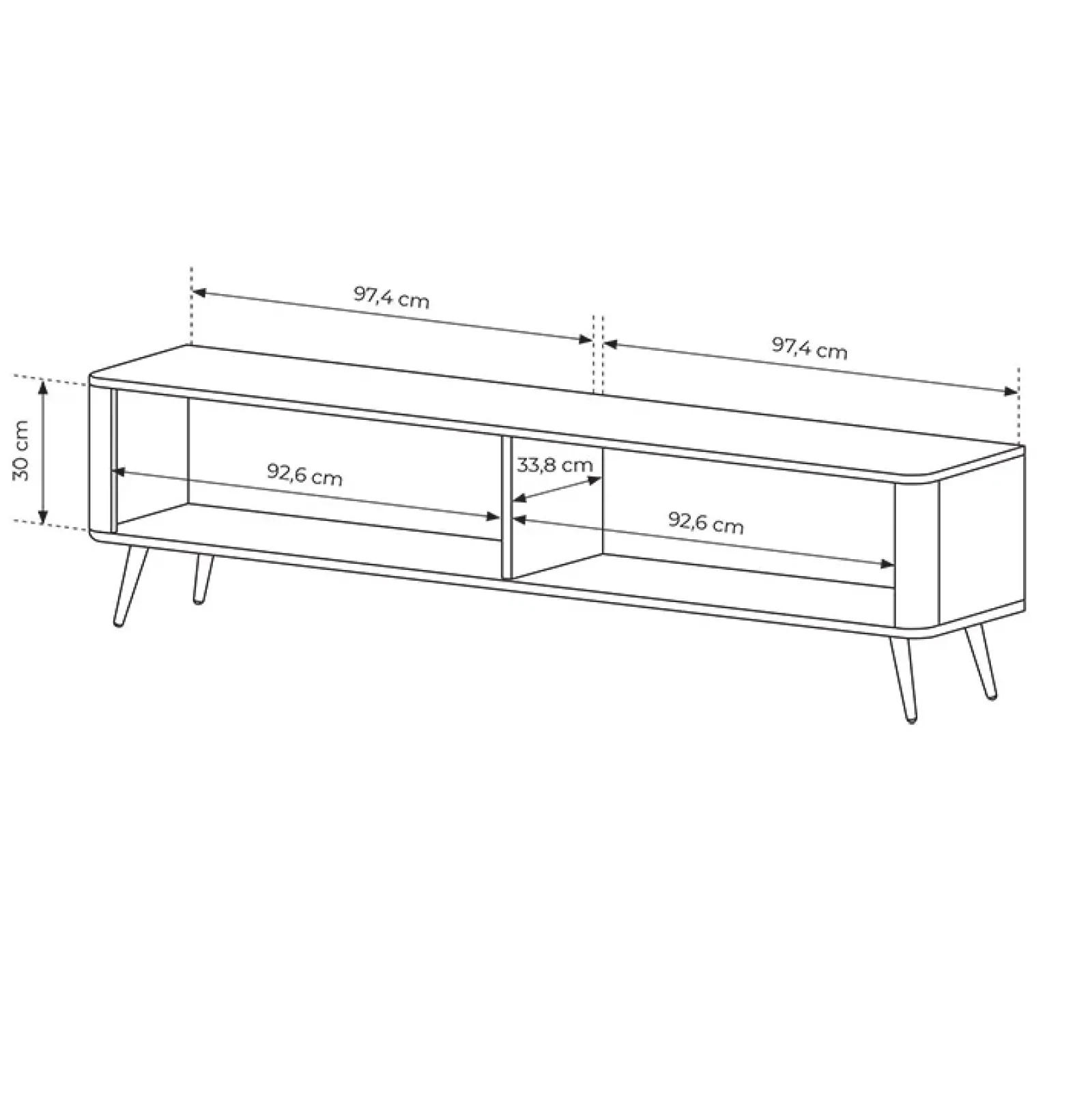 Garnero Arredamenti Mobile Tv Basso-Mobile porta TV 200x51h cm 2 ante cannettato Ramis Beige