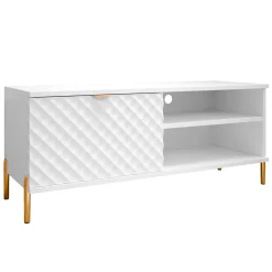 Garnero Arredamenti Mobile Tv Basso-Mobile porta TV 120x50h cm 1 anta 2 vani con frontali decorati bianco Amsterdam