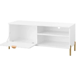 Garnero Arredamenti Mobile Tv Basso-Mobile porta TV 120x50h cm 1 anta 2 vani con frontali decorati bianco Amsterdam
