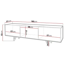 Garnero Arredamenti Mobile Tv Basso-Mobile porta TV 180x52h cm 3 ante bianco lucido Kalmar