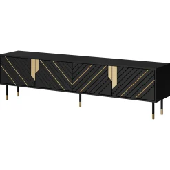 Garnero Arredamenti Mobili Tv Moderni|Mobile Tv Moderno-Mobile porta tv 204x55h cm 4 ante moderno nero oro Golden
