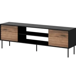 Garnero Arredamenti Mobile Tv Basso|Mobili Tv Moderni-Mobile porta TV 180x60h cm 2 ante noce nero Wild Noce - Nero opaco