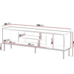 Garnero Arredamenti Mobile Tv Basso|Mobili Tv Moderni-Mobile porta TV 180x60h cm 2 ante noce nero Wild Noce - Nero opaco