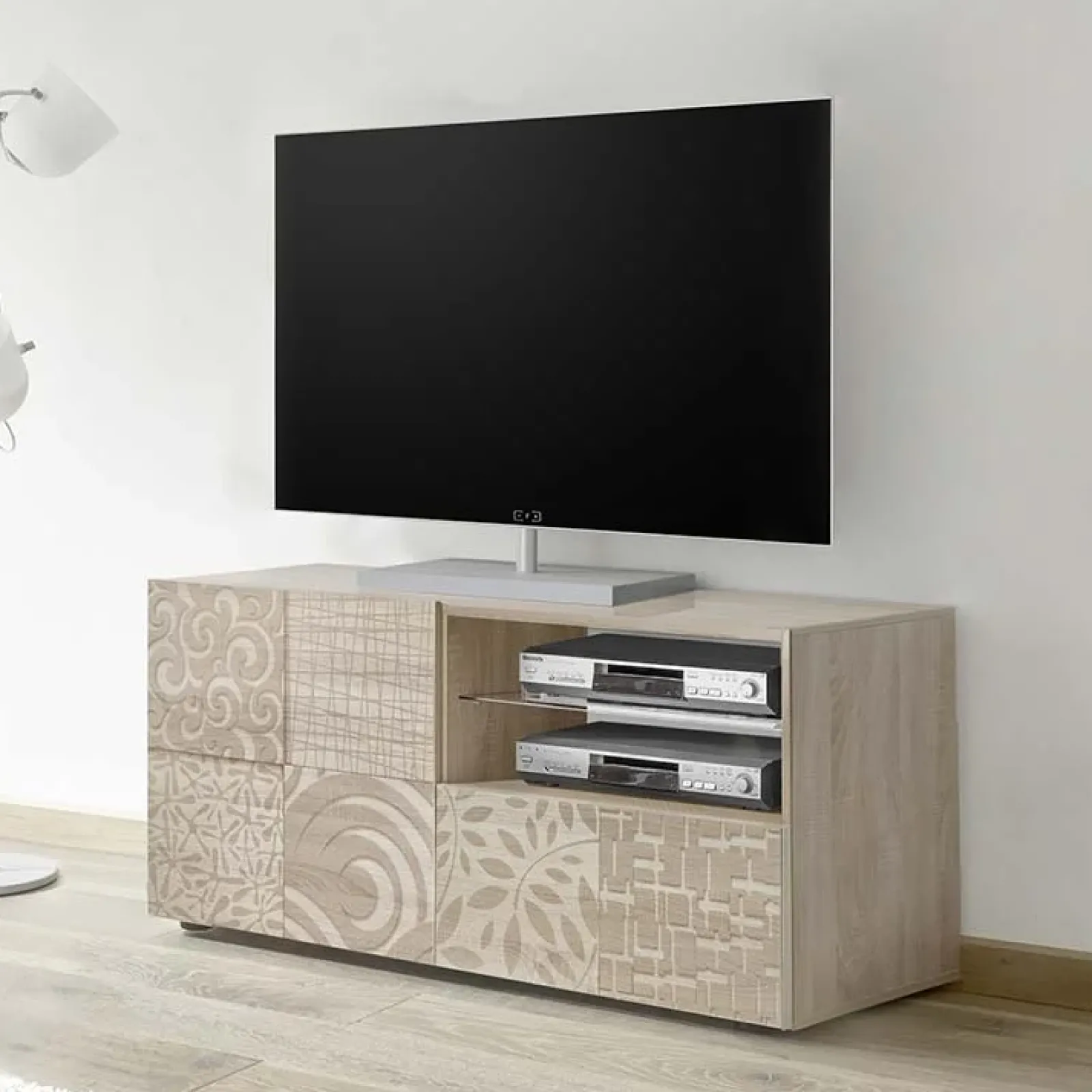 Garnero Arredamenti Mobile Tv In Legno|Mobile Tv Basso-Mobile porta TV 122x57h cm 1 anta 1 cassetto samoa Paradise Rovere