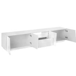 Garnero Arredamenti Mobile Tv Basso|Mobili Tv Moderni-Mobile porta TV 220x46h cm 4 ante Candia Gihome® Bianco Lucido