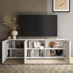 Garnero Arredamenti Mobile Tv Basso|Mobili Tv Moderni-Mobile porta TV 181x59h cm 3 ante bianco lucido rovere Universal Bianco Lucido - Rovere